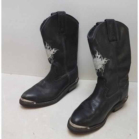 Vintage HARLEY-DAVIDSON Western Style Leather Boots-Size 6.5 - Picture 3 of 5